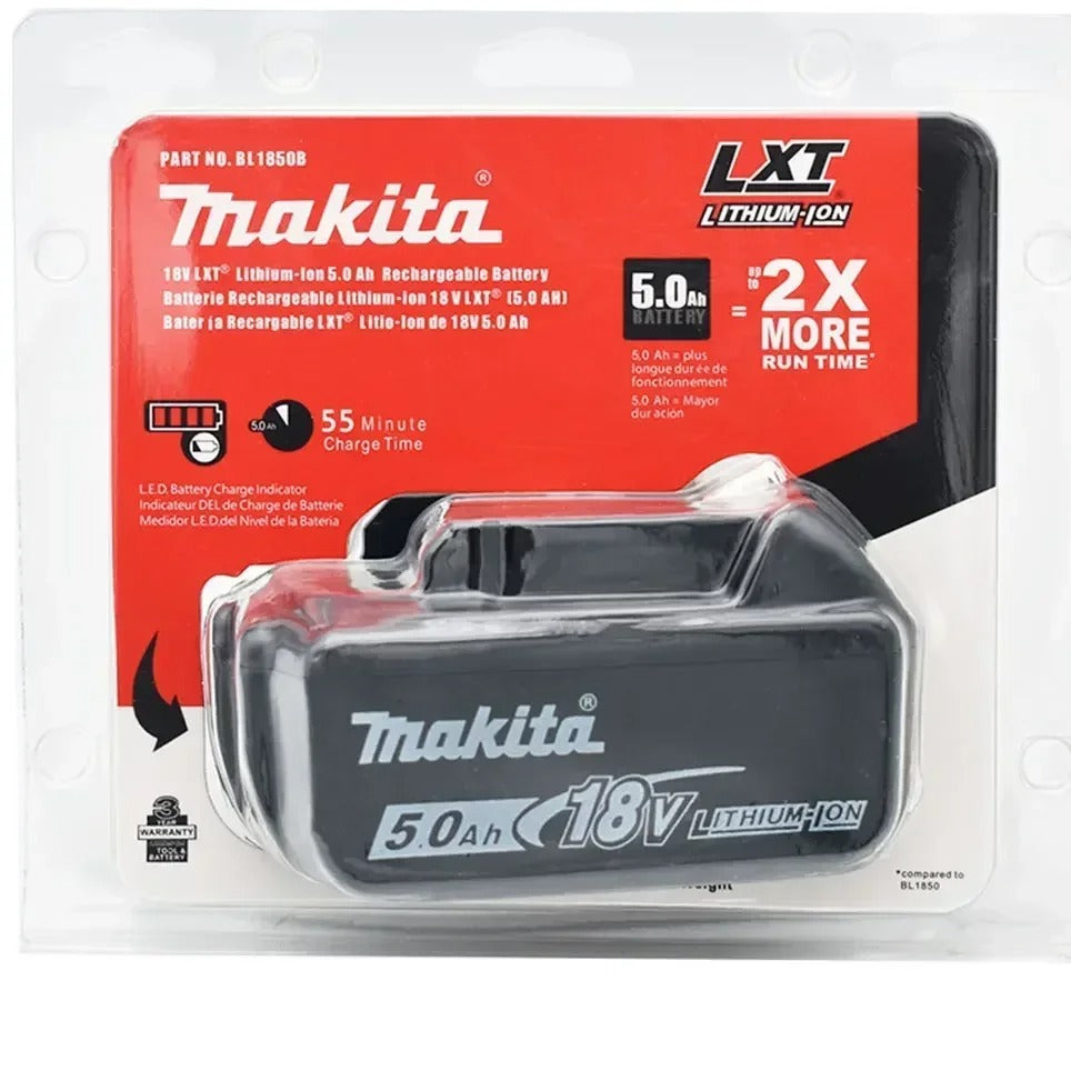 Makita 18V 5.0Ah Lithium Ion Battery 2-Pack (BL1860B, BL1860, BL1850) - Replacement Rechargeable Batteries for LXT Tools